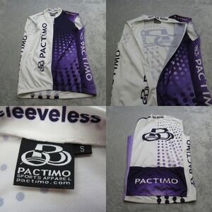 Pactimo Cycling Jersey‎ Unisex Small White Purple Polka Dots Sleeveless 1/2 Zip